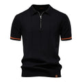 Elegant Short Sleeve Zip Collar Tee