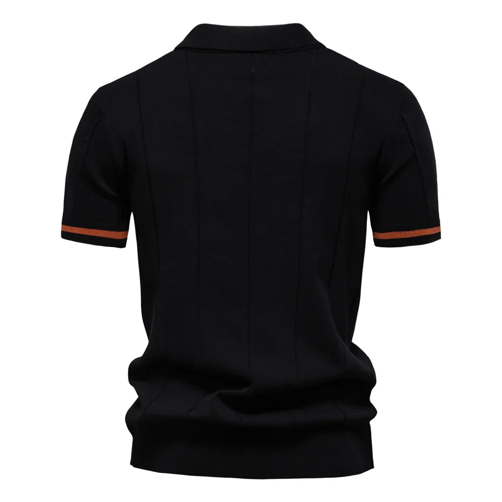 Elegant Short Sleeve Zip Collar Tee