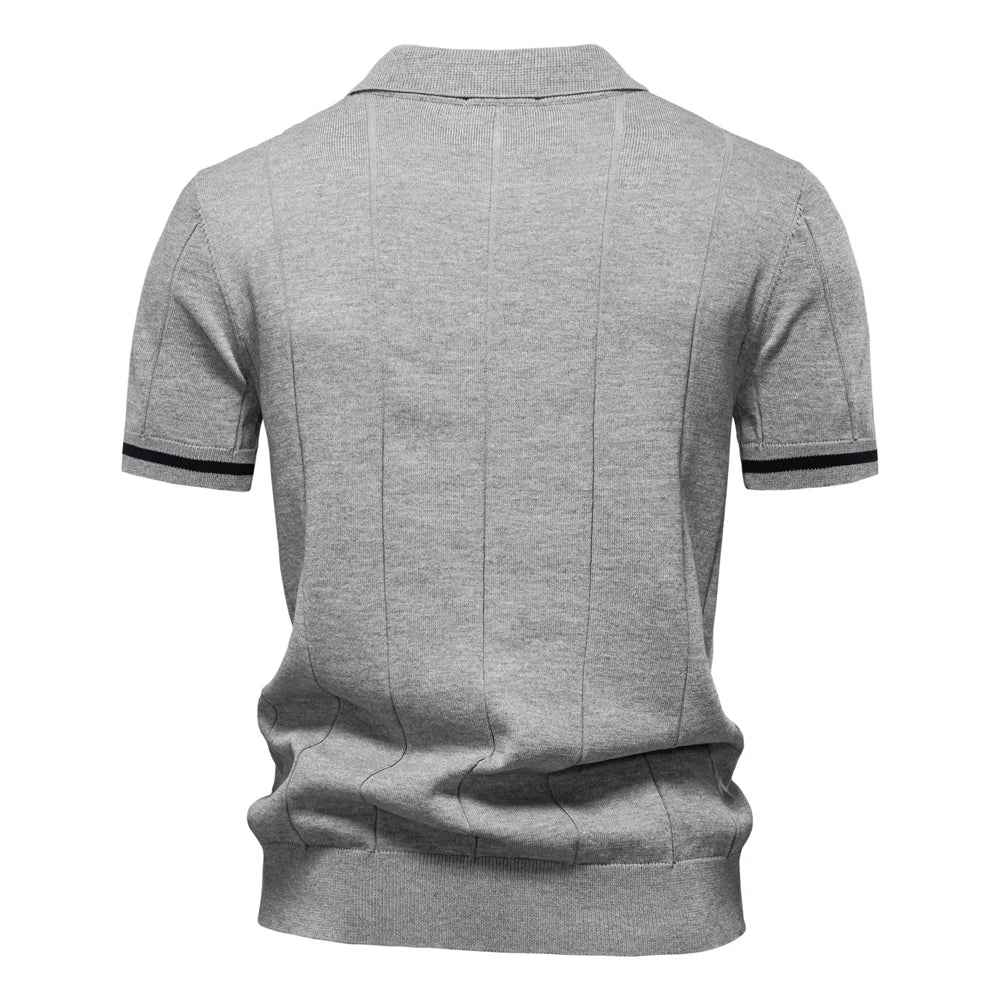Elegant Short Sleeve Zip Collar Tee